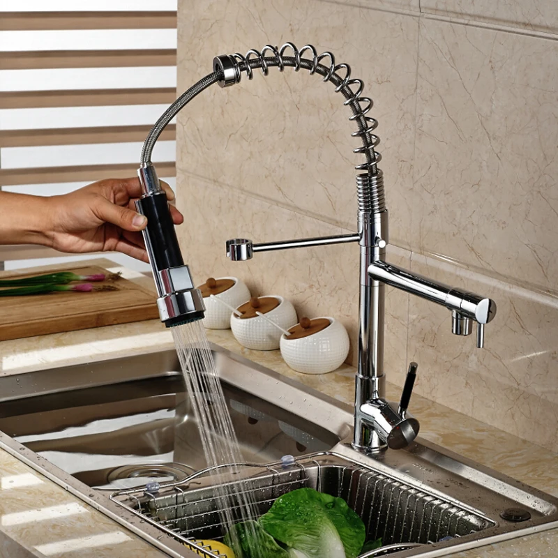 Wholesale-and-Retail-Pull-Down-Dual-Spout-Kitchen-Sink-Faucet-Chrome-Single-Handle-Hot-and-Cold (4)