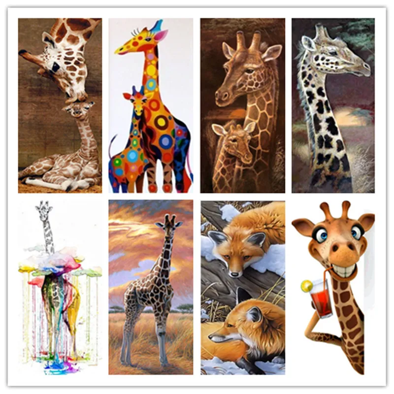 

NEW Full square/Round drill Diamond embroidery giraffe family 5D DIY diamond Painting Cross Stitch Rhinestone Mosaic gif