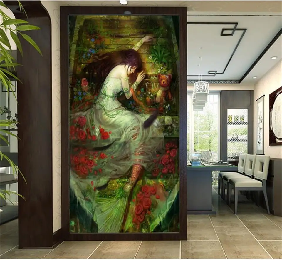 

3d wallpaper custom living room porch mural non-woven wall sticker mermaid rose photo TV sofa background wallpaper for walls 3d