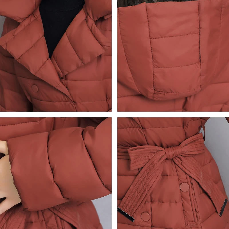 Дизайн, зимняя куртка для женщин, отложной воротник, пуговицы с поясом, Женское пальто, женская элегантная длинная парка