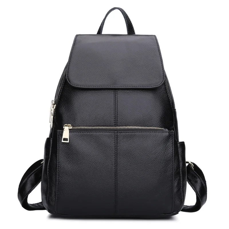 foreign trade head layer ladies Backpack Bag Black leather Backpack, wind agent