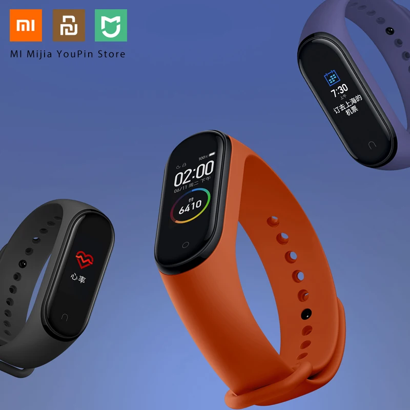 

2019 Original Xiaomi Mi Band 4 Original Music Smart Miband 4 Bracelet Heart Rate Fitness 135mAh Bluetooth 5.0 Color Screen