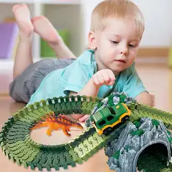 Детские забавные гибкие треки дерево динозавр гоночный набор зеленый светодиод Гоночная машина> 3 года динозавр гоночный набор игрушки
