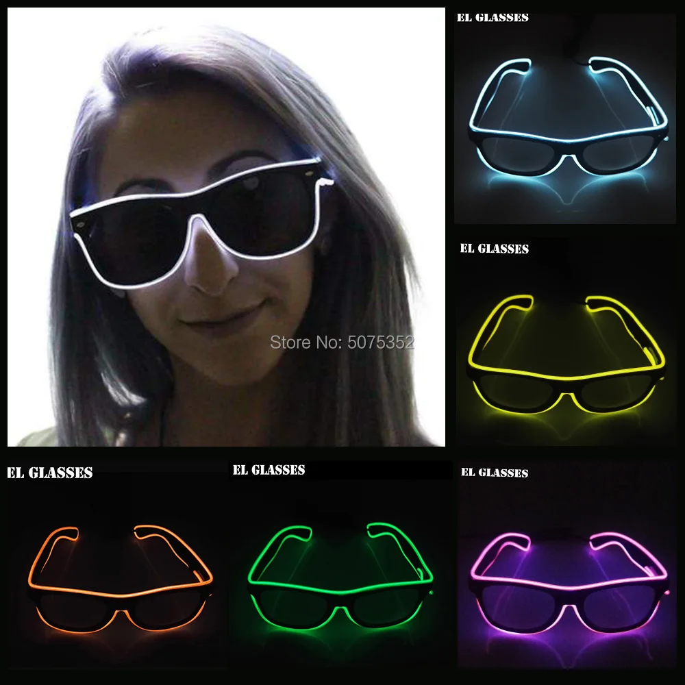 Прямая, светящиеся в темноте EL Wire очки для мужчин и женщин, яркие светодиодные очки, неоновые мигающие очки для танцев на Хэллоуин, DJ Club
