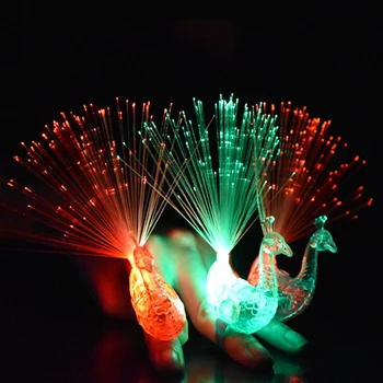 

Party Gift Peacock Finger Light Colorful LED Light-up Rings Party Gadgets Kids Intelligent Toy Color Random