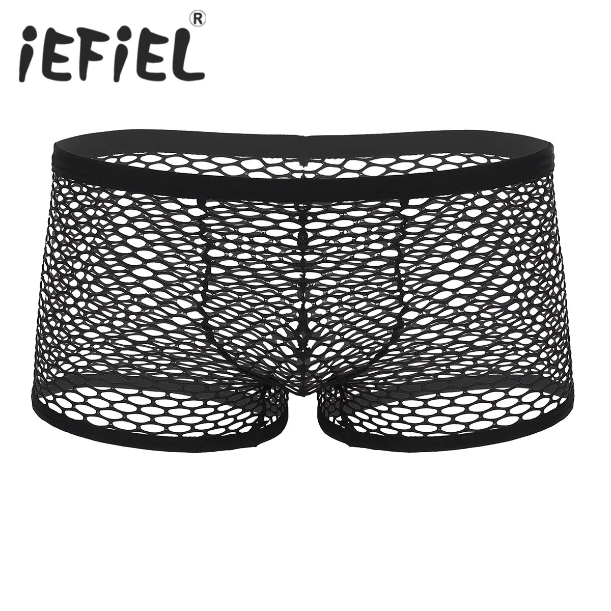 

New Arrival Male Mens Nightwear Boxer Fishnet Lingerie Breathable Mesh See Through Sheer Low Rise Boxer Underwear Underpants
