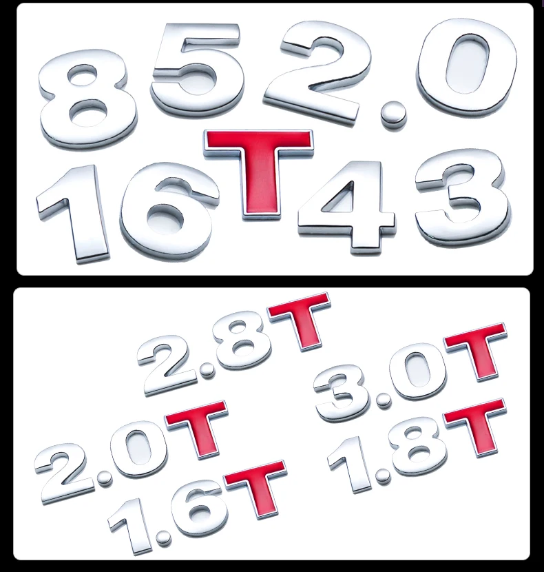 Автомобильная наклейка Объем двигателя металла 1,0 1,2 1,5 1,6 1,8 2,0 2,5 2,8 3,0 с объемным логотипом автомобиля задний багажник эмблемы наклейки для автомобилей