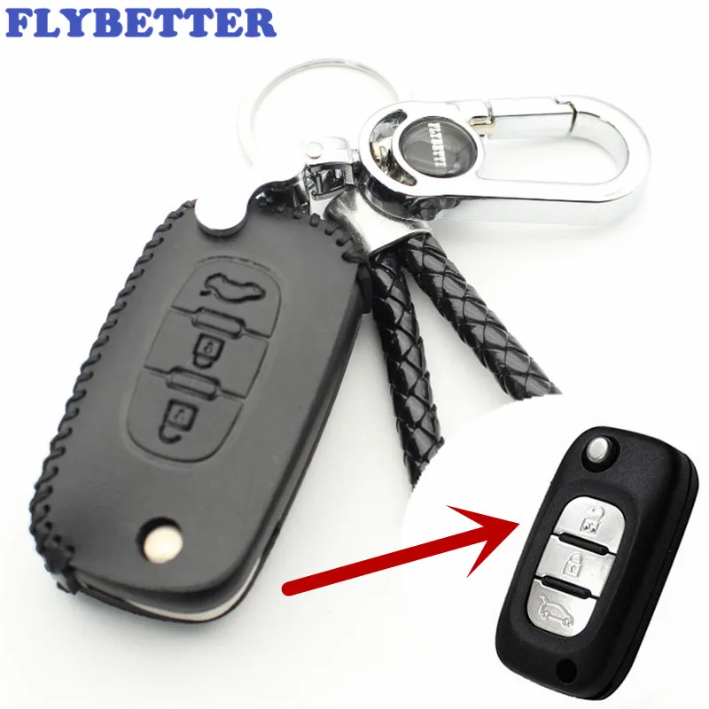 Флип чехол FLYBETTER из натуральной кожи с 3 кнопками для Lada Sedan/Largus/Kalina/Granta/Vesta