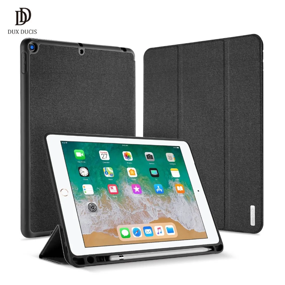

DUX DUCIS Smart PU Leather Case for iPad 9.7 2017 Protective Stand Cover for iPad 9.7 2018 A1893 A1954 Tablet With Pencil Holder