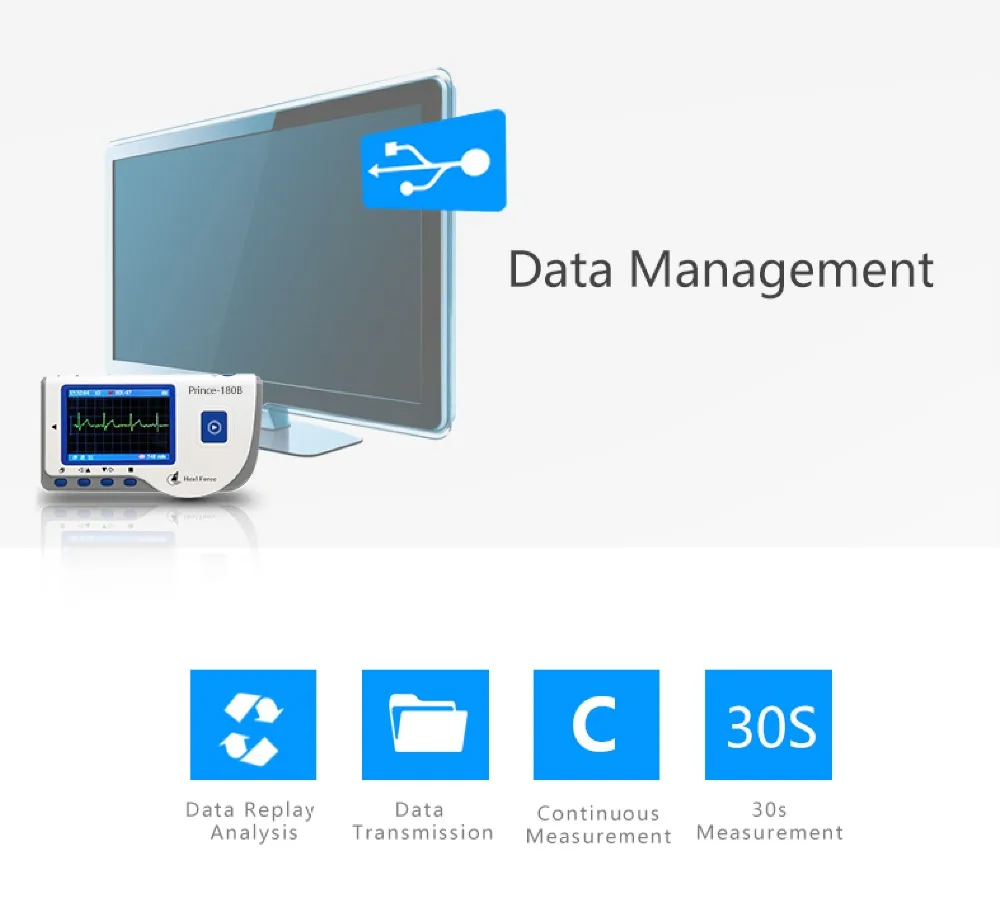 USB Программное обеспечение Heal Force Prince 180B портативное домашнее сердце ЭКГ ручной монитор сердца непрерывное измерение цветной экран