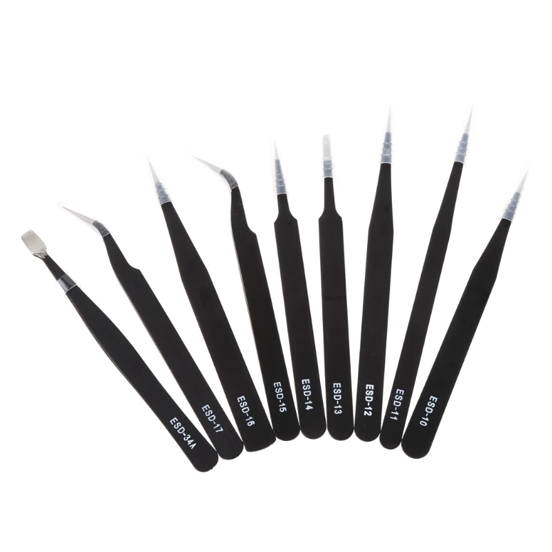

Stainless Steel Tweezers Electronic Tool Instruments Precision Anti-static Kit