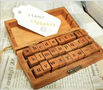 

Romantic Handwriting Alphabet Letter Wooden Stamp Set Retro Vintage Craft Alphabet Letter Number Rubber Stamp Set Wooden Box