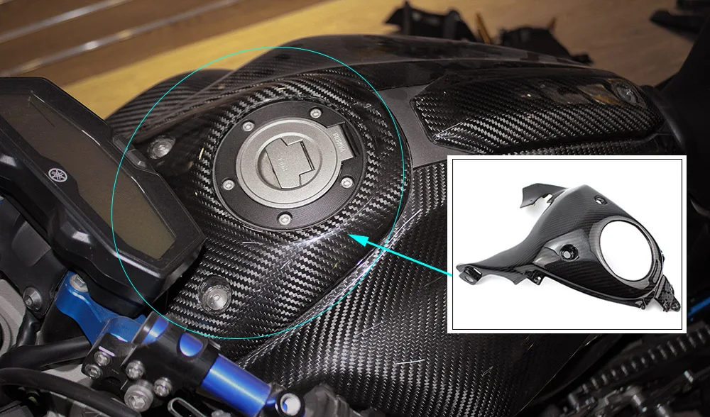 For Yamaha FZ 07 MT 07 Real Carbon Fiber Gas Tank Top Fuel Cover Panel Cowl Fairing FZ MT 07