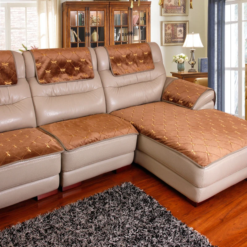 European Sofa Cushion Embroidered Non Slip Leather Non Slip Leather Sofa Cushion