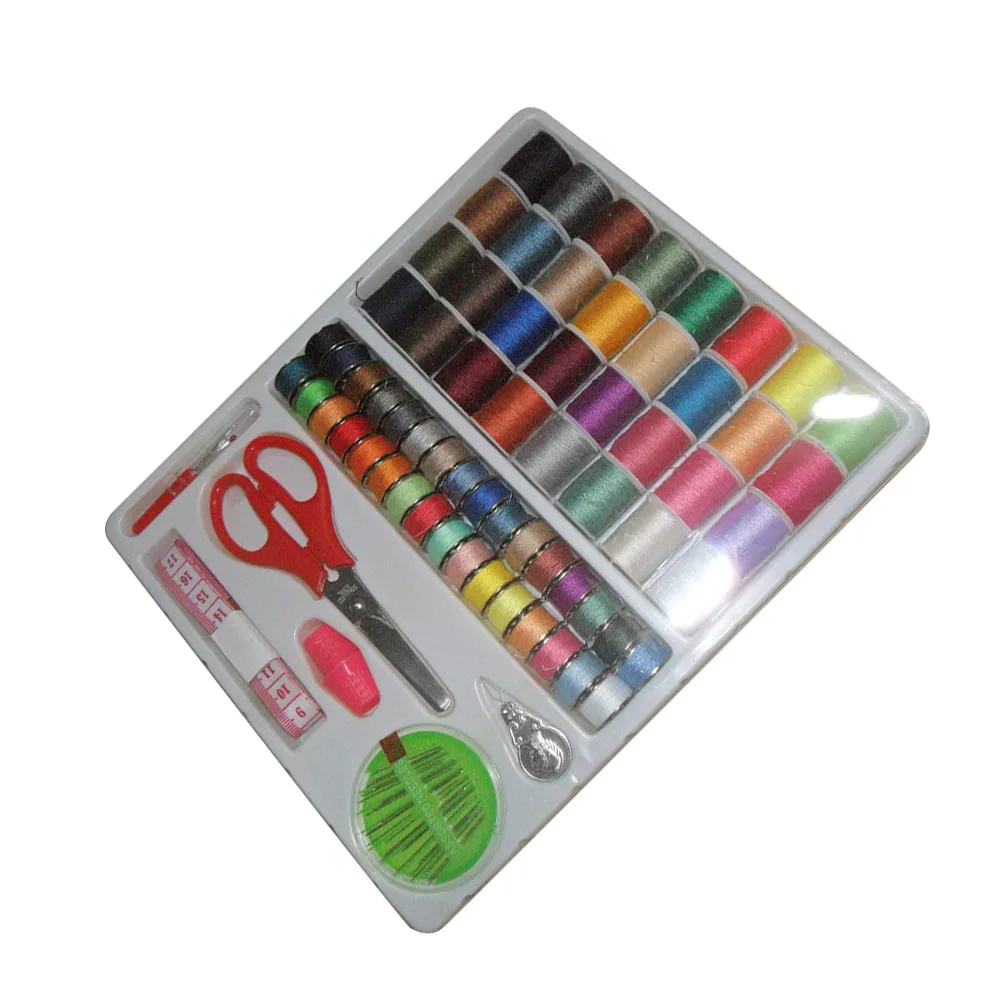 

100pcs Portable Storage Box Travel Set Sewing Kits Box Needle Measure Scissor Thimble Threads Scissor Thimble Home Tools
