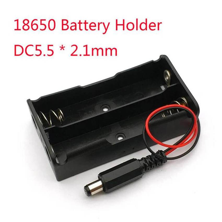 

Battery Case With Plug Power Bank 18650 Holder Plastic Storage Box 2x18650 DC5.5* 2.1mm power plug