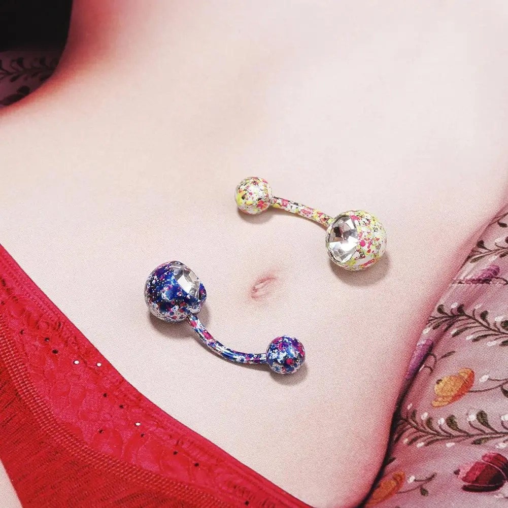 

FUNIQUE Navel Body Piercing Jewelry Crystal Rhinestone Floral Dangle Button Belly Navel Ring Bar Sexy Body Jewelry