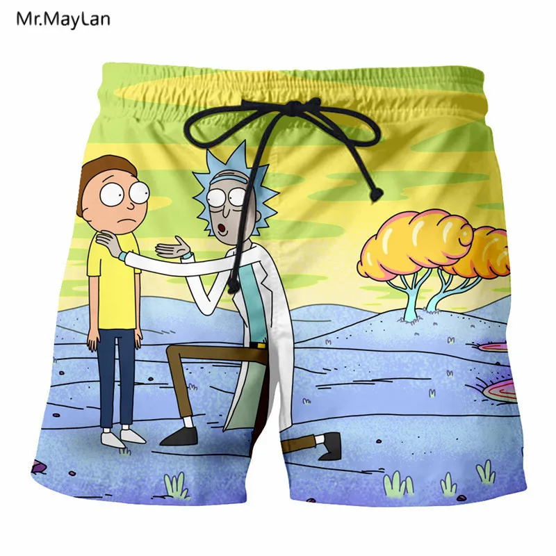 Модные хипстерские мужские пляжные шорты с 3D принтом, с рисунком Рикки и Морти летние пляжные шорты для мальчиков повседневные брюки 5XL 6XL Прямая поставка
