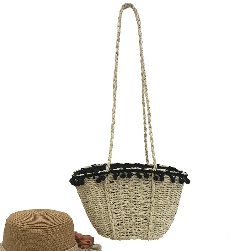 Модная винтажная соломенная сумка ручной работы из ротанга, тканая сумка, Дамская Милая летняя пляжная сумка, женские сумки для покупок