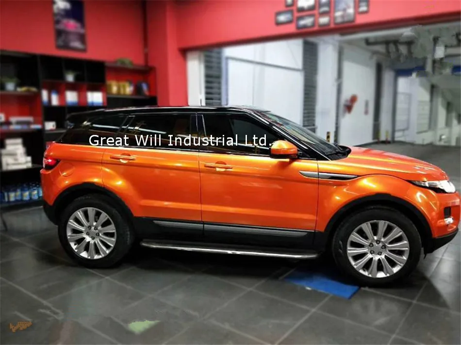 

Orange Glossy Candy Vinyl Wrap Film With Air Free Bubble Candy Orange Gloss Car Wrap Covering Style Size 1.52*20m/Roll