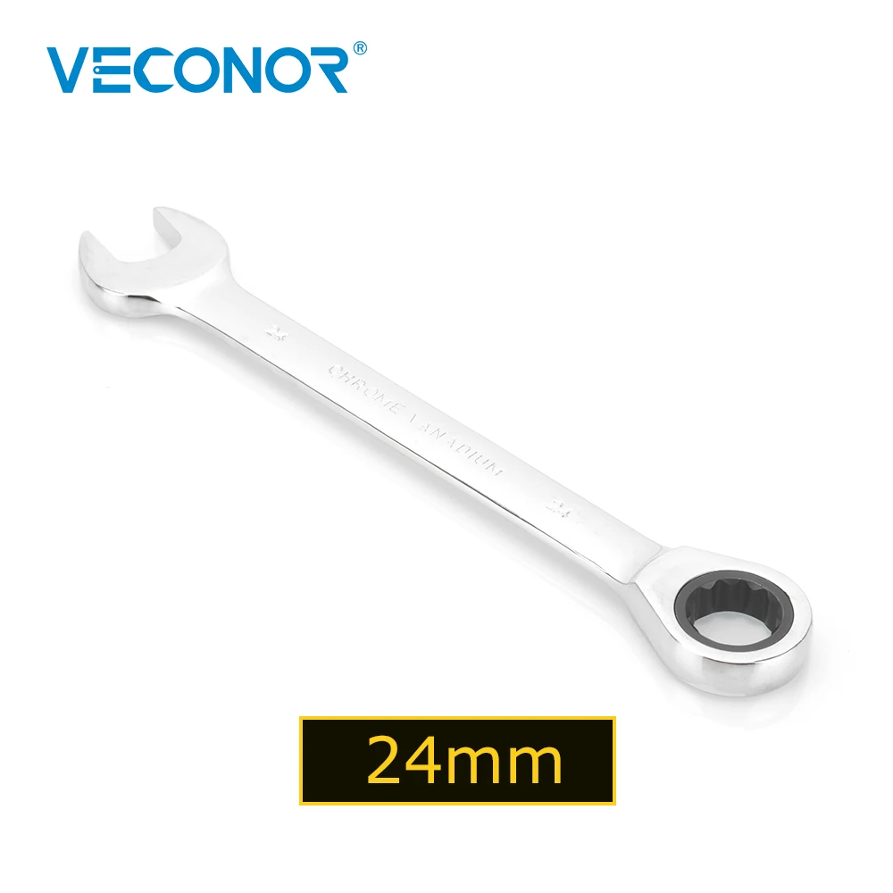 Veconor 24mm Open End Ratchet Wrench Fixed Head Full Polished