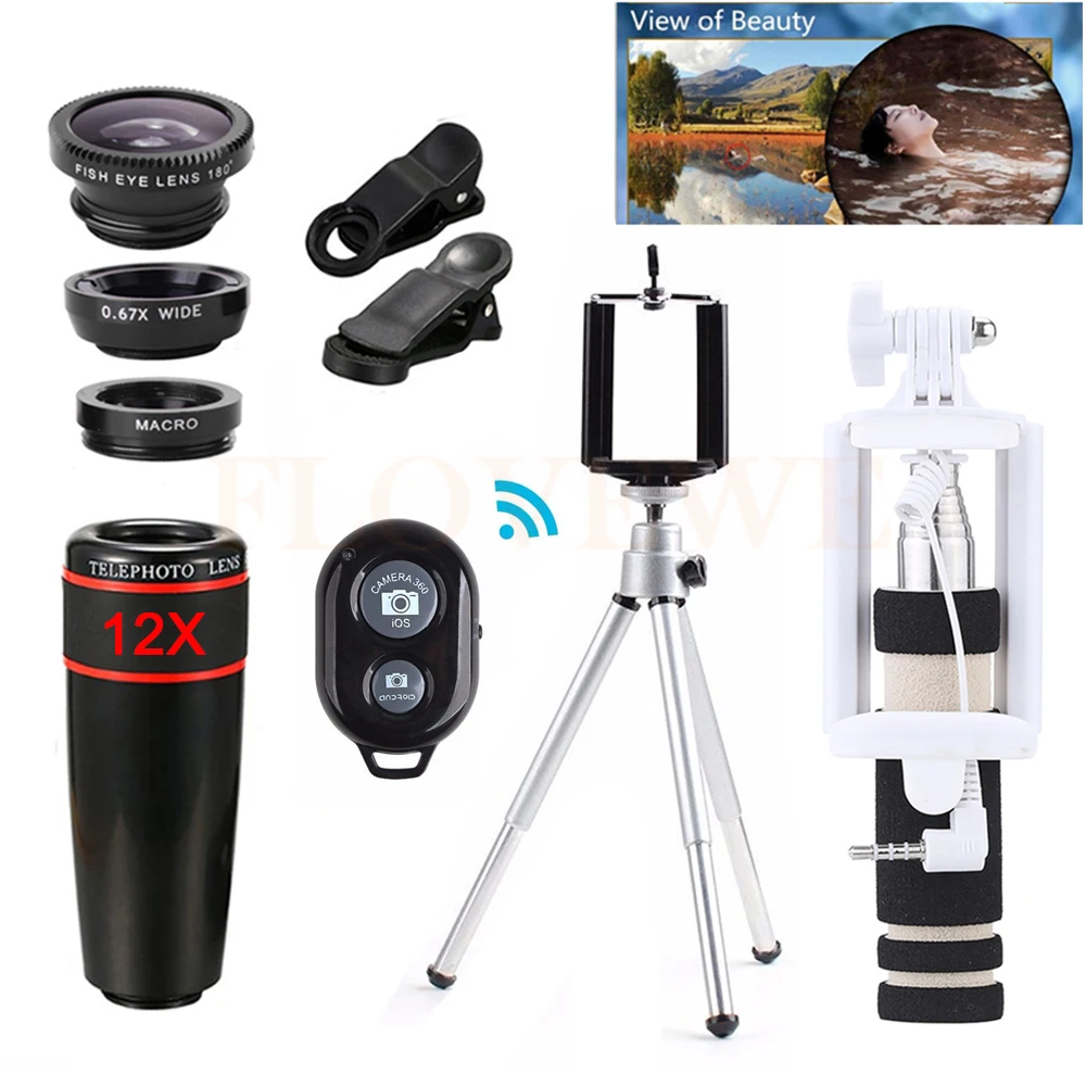 Universal Clips 12X Zoom Lenses Telephoto Lens Telescope Macro Wide Angle Fish eye Lentes For iPhone 7 Smartphone Mobile Tripod Universal Clips 12X Zoom Lenses Telephoto Lens Telescope Macro Wide Angle Fish eye Lentes For iPhone 7 Smartphone Mobile Tripod