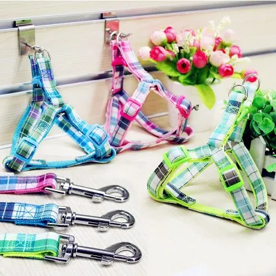

Pet supplies patch nylon plaid dog chain dog leash chest strap dog chain Fashion Lettered Pet Dog Collar Harness Leash Set