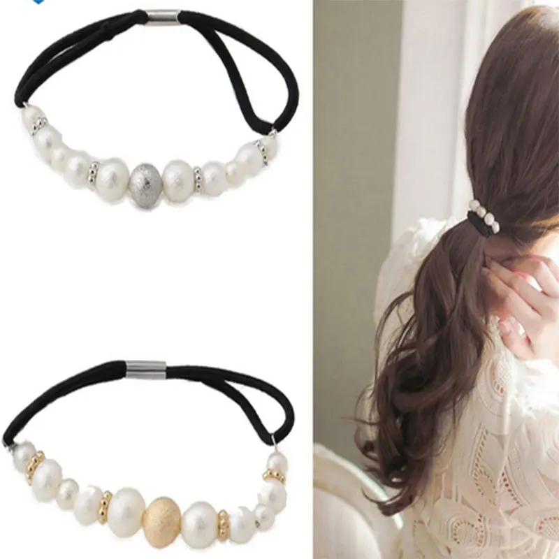 

M MISM 2019 New Fashion Korean Style Women Pearls Hair Rope Girls Scrunchy Ponytail Holder Elastic Hair Band Hair Accessories