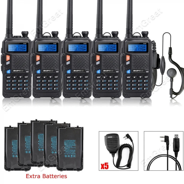 bilder für DHL 5 teile/los BAOFENG UV-5X Verbesserte von UV-5R UHF + VHF Walkie Talkie + 5 * Zusätzliche Batterien + 5 * lautsprecher Mic + USB Programm Kabel bilder für DHL 5 teile/los BAOFENG UV-5X Verbesserte von UV-5R UHF + VHF Walkie Talkie + 5 * Zusätzliche Batterien + 5 * lautsprecher Mic + USB Programm Kabel
