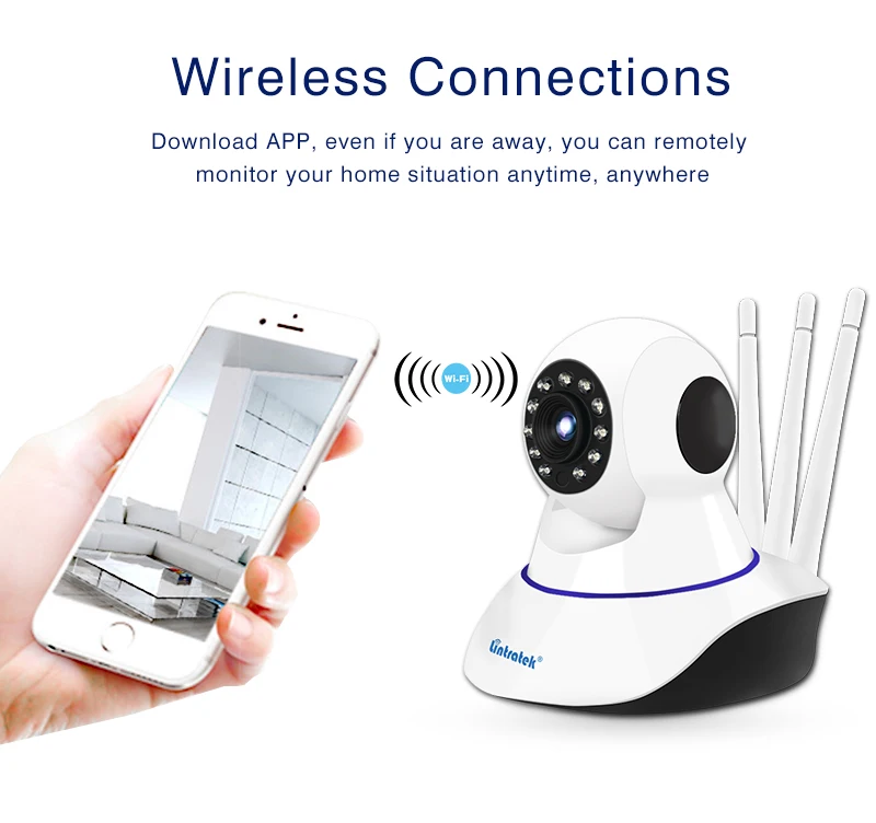 Lintratek Wireless Security 2MP Wifi Camera HD 1080P IP Camera with Two way Audio IR Night Vision Remote Control for Home Office
