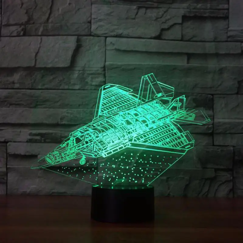 Aircraft 3d ночник 7 цветов новый светодиодный Luminaria Powerbank Usb Led беспроводные