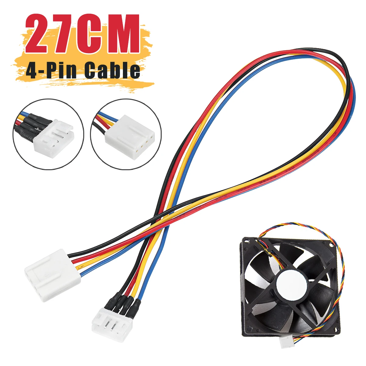 

27CM Computer 4-pin PWM Fan Connector Female to 4-pin GPU Fan Connector Male