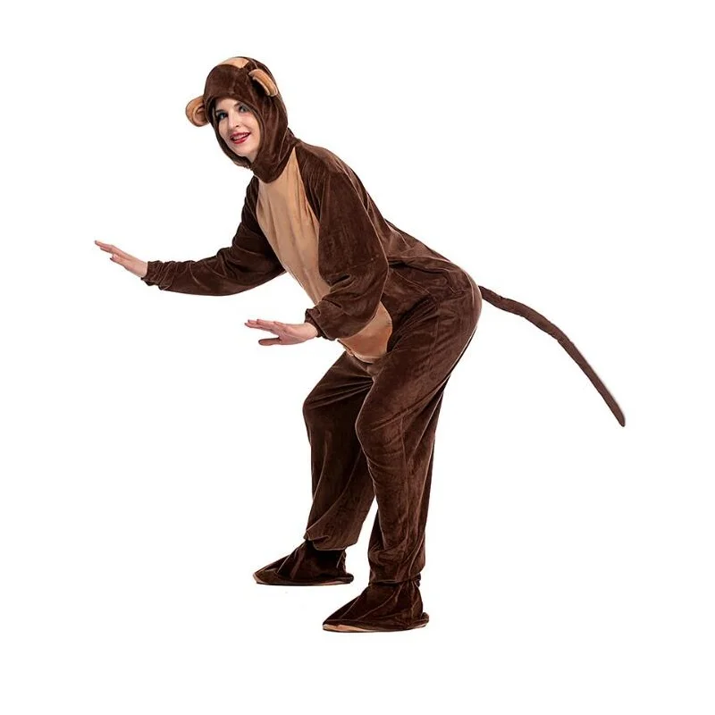 Высокое Качество Зимние коричневые обезьяна фланель пижамы мужской унисекс Косплэй костюм животного Дети Женский пижамы Домашняя одежда