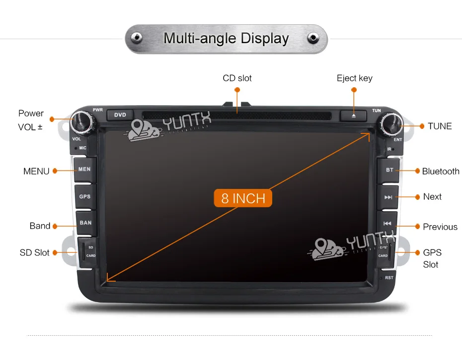 Sale 8 inch Car Multimedia player GPS 2 Din Autoradio For Volkswagen POLO/b6/golf 5/Skoda/Octavia/SEAT/LEON radio dvd SD automotivo 0