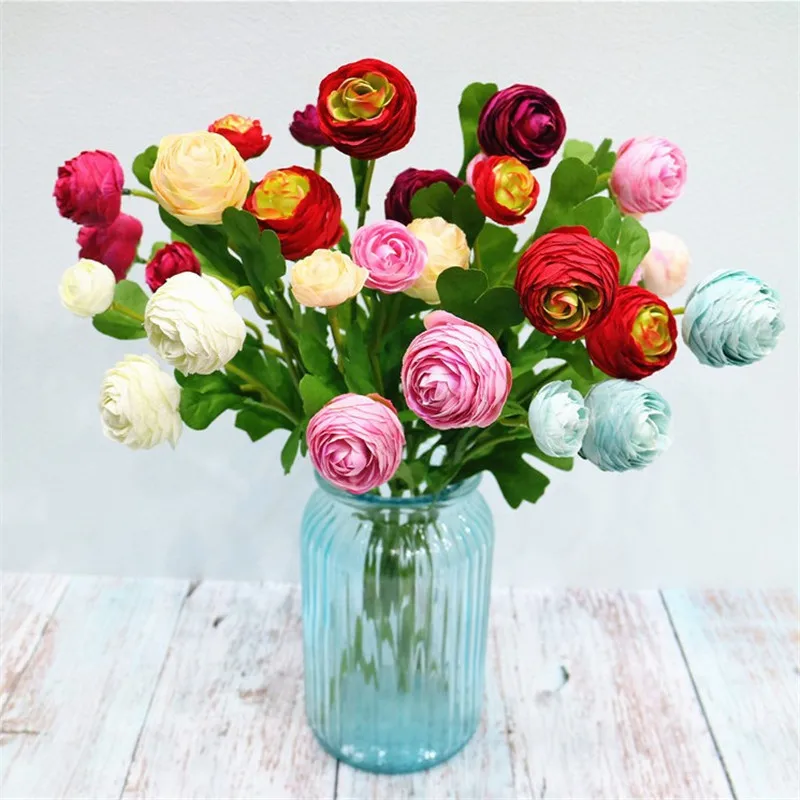 Искусственные короткие стебли Ranunculus длиной 14 96 дюйма 10 шт. имитация Melaleuca Роза для