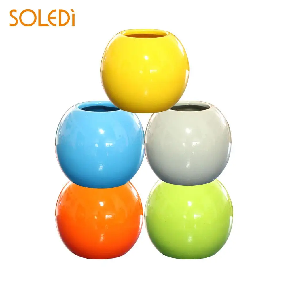 

Mini Vase Round Ball Ceramic Pottery Flower Pot Plant Office Decoration