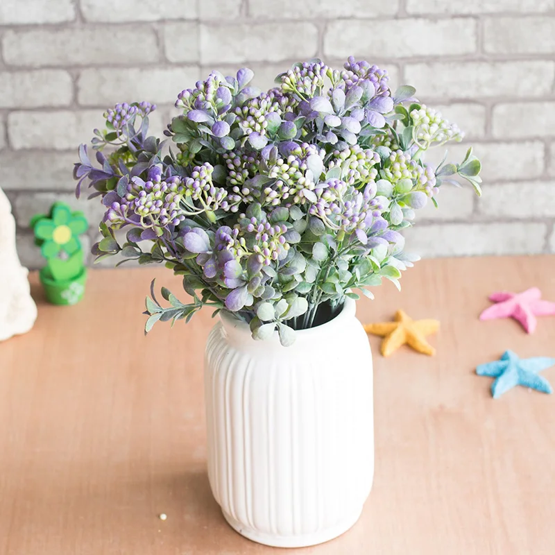 

7 Branch Fake Fruit Plants Home Green Artificial Berry Flowers Bouquet Mini Leaf Florals Wedding Garden Decoration Accessories