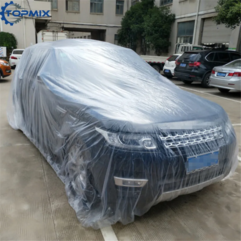 S/M/L Universal Car Covers Clear Transparent Plastic Waterproof Anti