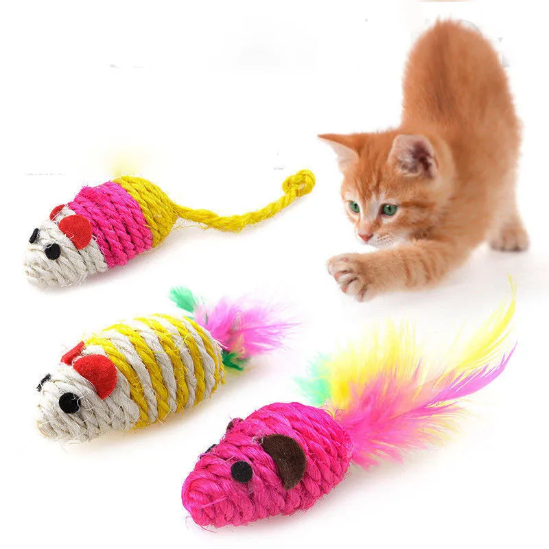 1Pcs Multi color Mouse Shape Sisal Pet Kitty Cat Grinding Claws