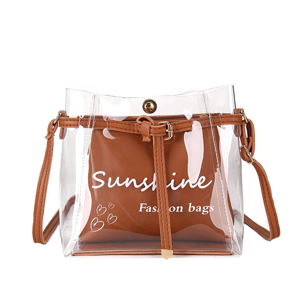 

ISHOWTIENDA bags for women 2019 bags woman design Small Bag Transparent Jelly Wild Simple Shoulder Set 2pcs bolsa feminina #g4