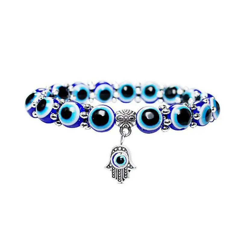 

Men's Natural Stone Bracelet Blue Evil Eye Beads Stretch Bracelets Volcano Onyx Black Frosted Beads Bracelets Bracelets