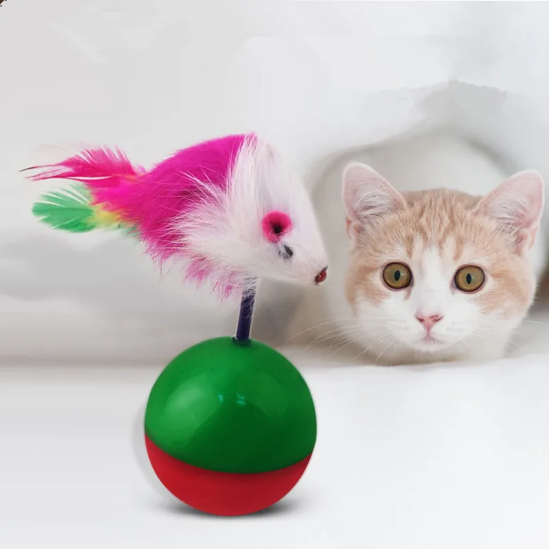 Durable Pet Cat Toys Mimi Favorite fur Mouse Tumbler Plastic Toys Balls