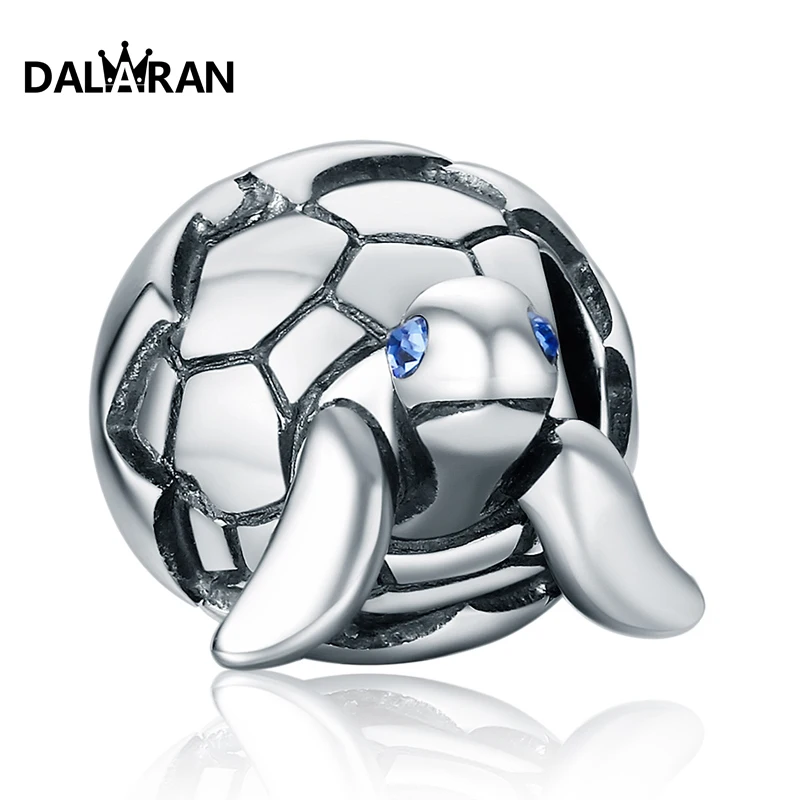 

DALARAN 925 Sterling Silver Sea Turtle Charm Beads Fit Bracelets Original Animal Turtle Clear CZ Bead DIY Bracelets Jewelry