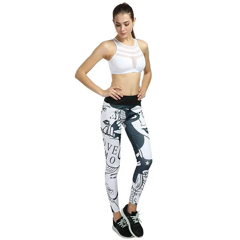 

women sweatpants printed slim fit elastic yoga pants female running jogging fitness gym training track pants trosuers activewear