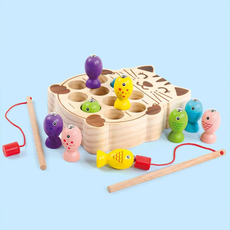 Preschool Wooden Montessori Toys Magnetic Fishing Game Baby Puzzle Early Education Teaching Aids Math Toy For Children Girl Gift