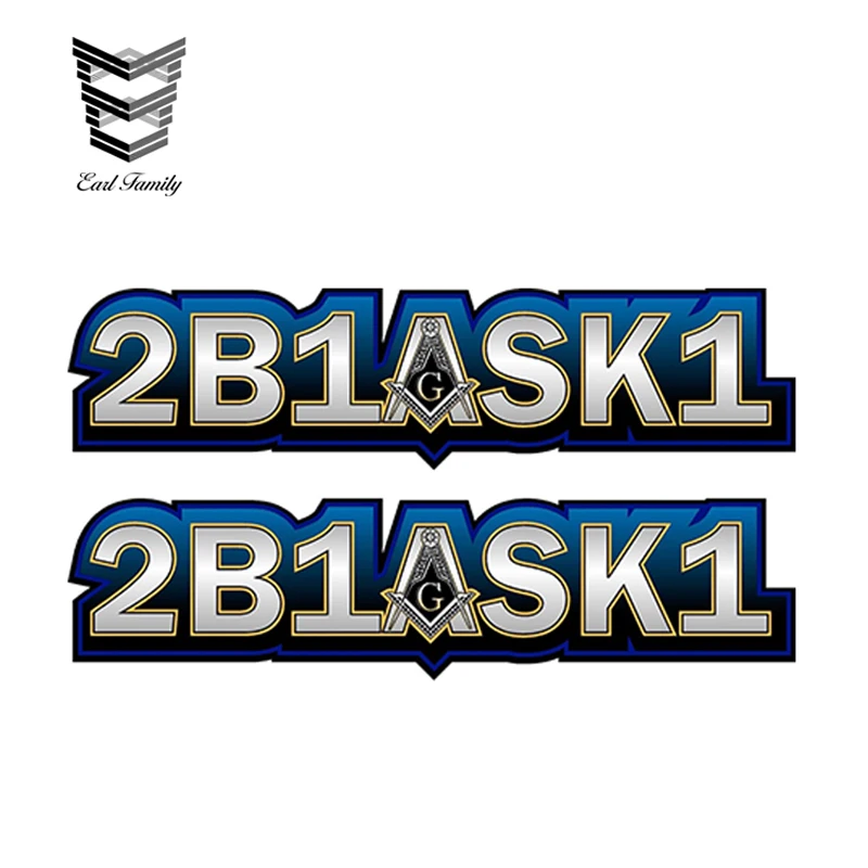 

EARLFAMILY 15cm x 3.7cm 2PCS Masonic Two Be One Ask One Decals Stickers Car Window Truck Door Bumper Decals Car Stickers
