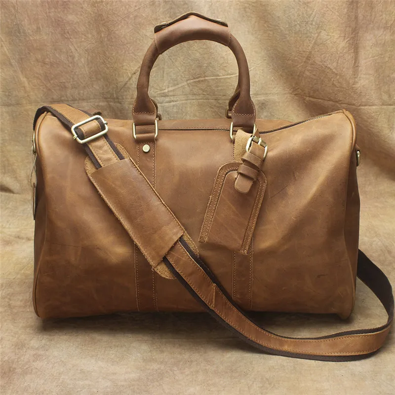 Мужская портативная кожаная дорожная сумка Crazy Horse кожаная сумка мужская 22 дюймов кожаная сумка ручной работы