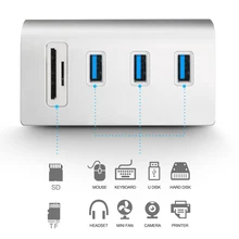 Алюминиевый концентратор с 3 портами USB 3,0 концентратор с 2 слотами кардридер комбо для iMac MacBook Air MacBook Pro Mac SD/Micro SD карты