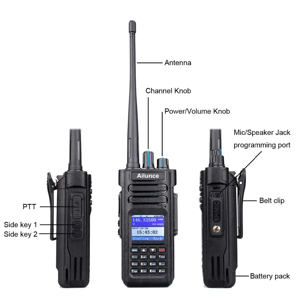 2 шт. Retevis Ailunce HD1 портативная рация двухдиапазонный DMR цифровой DCDM TDMA VHF UHF Ham Радио Hf трансивер+ программный кабель