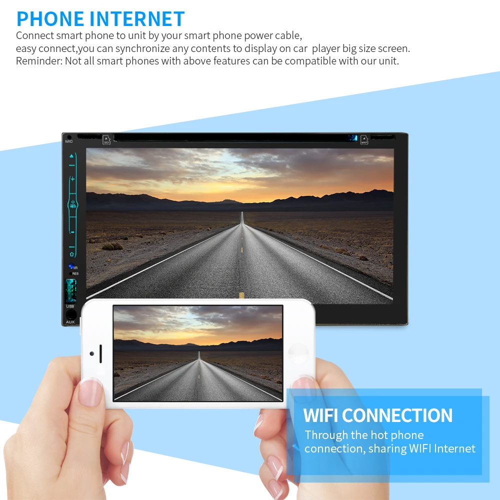 Top 2 din car digital stereo android system FM radio gps navigation video DVD Mp5 multimedia player bluetooth wifi rear view camera 8